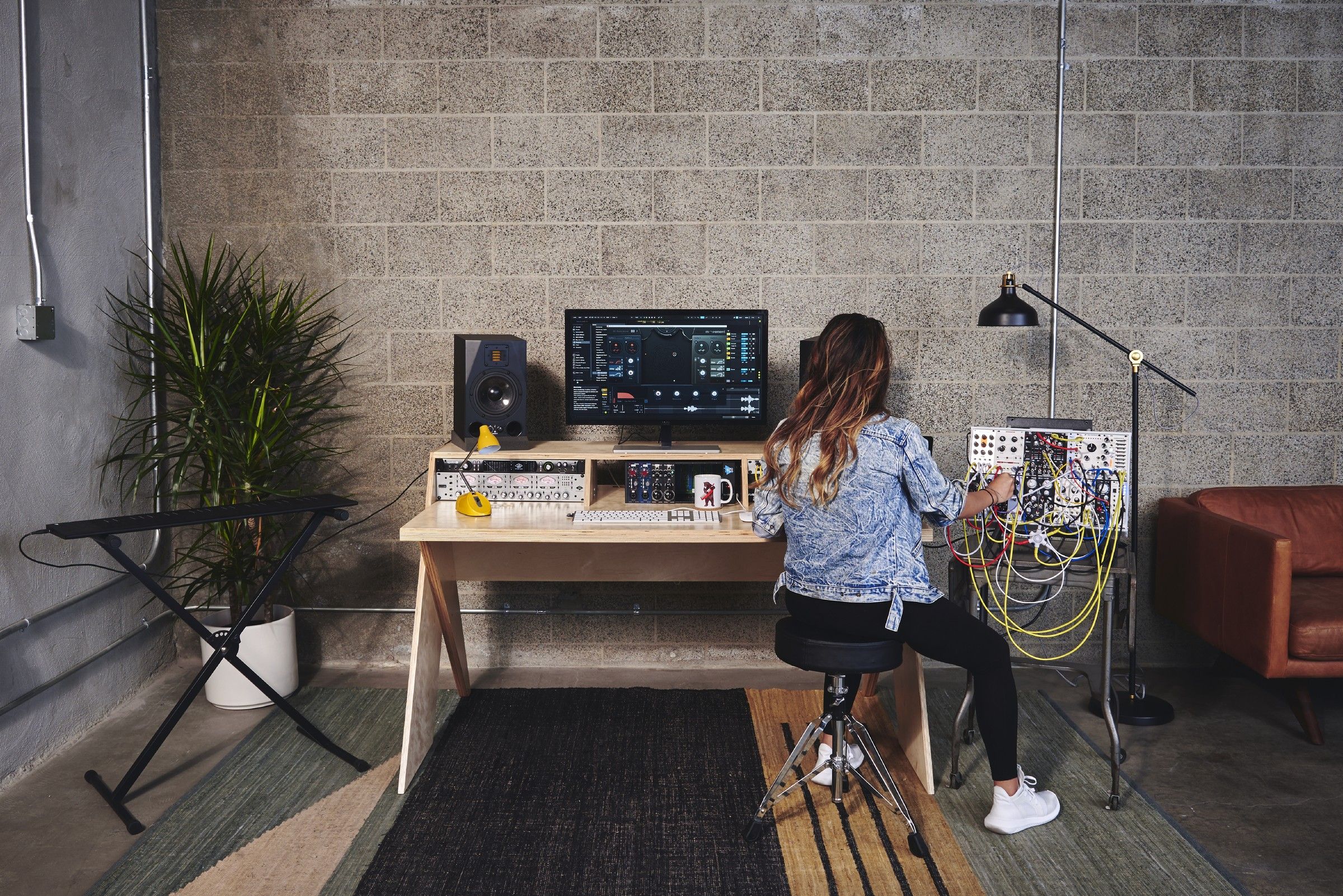 studio desk with keyboard tray