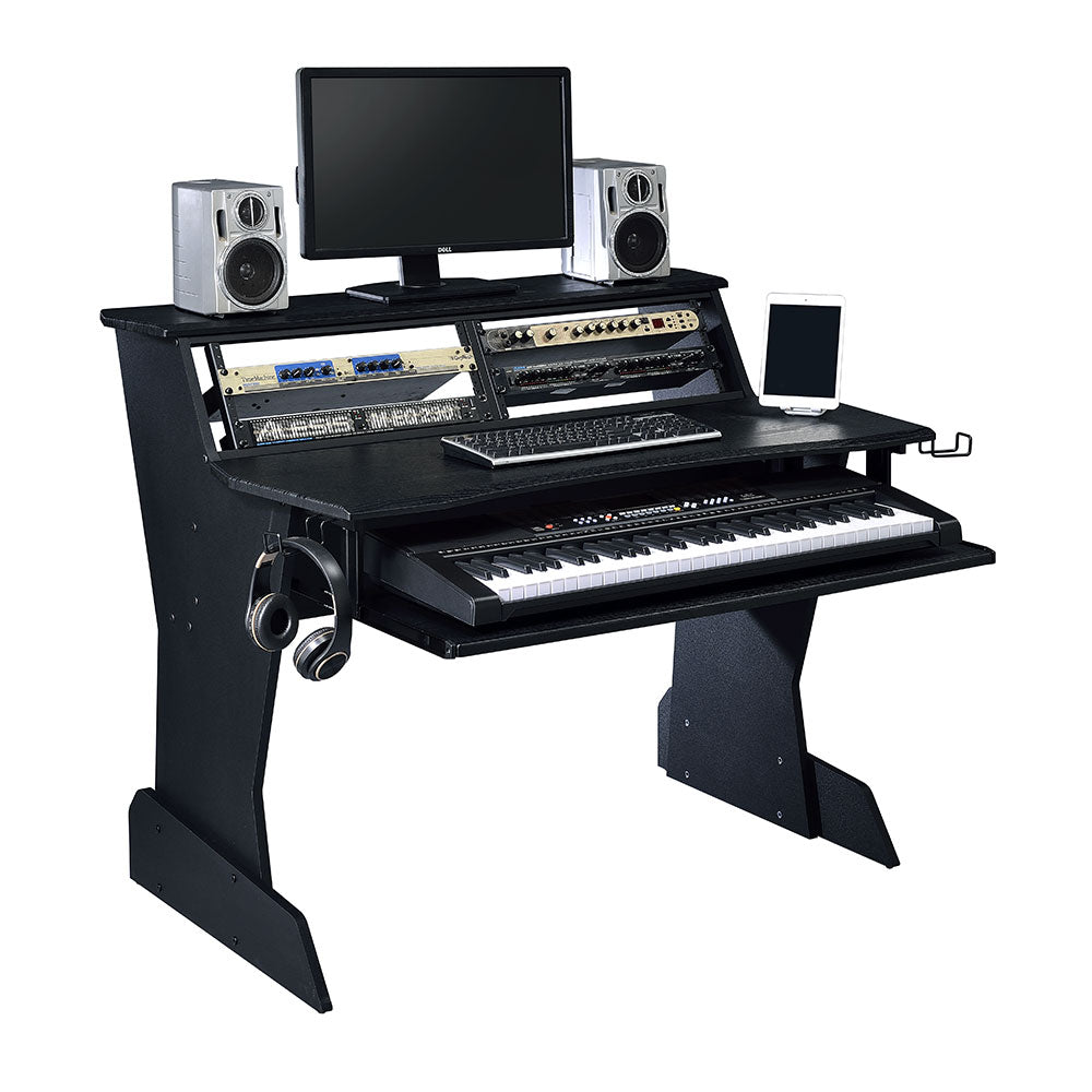 Bespoke Rustic Music Production Desk With Trapezium Legs 