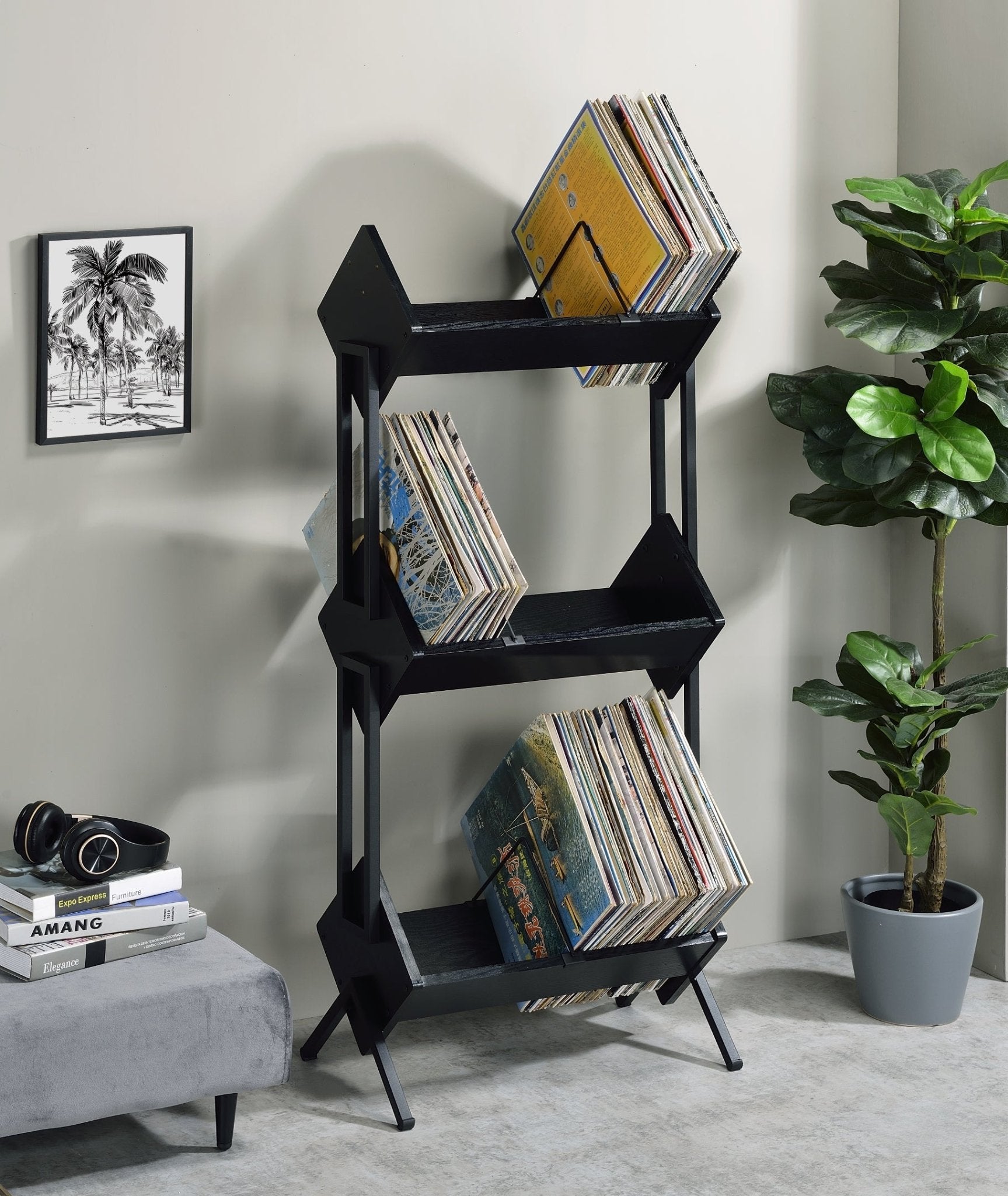 Musiea BX300 3 Tier Vinyl Record Holder for Albums, Magazine Display, Book and Files Organizer - Musiea Studio Desks & Workstations