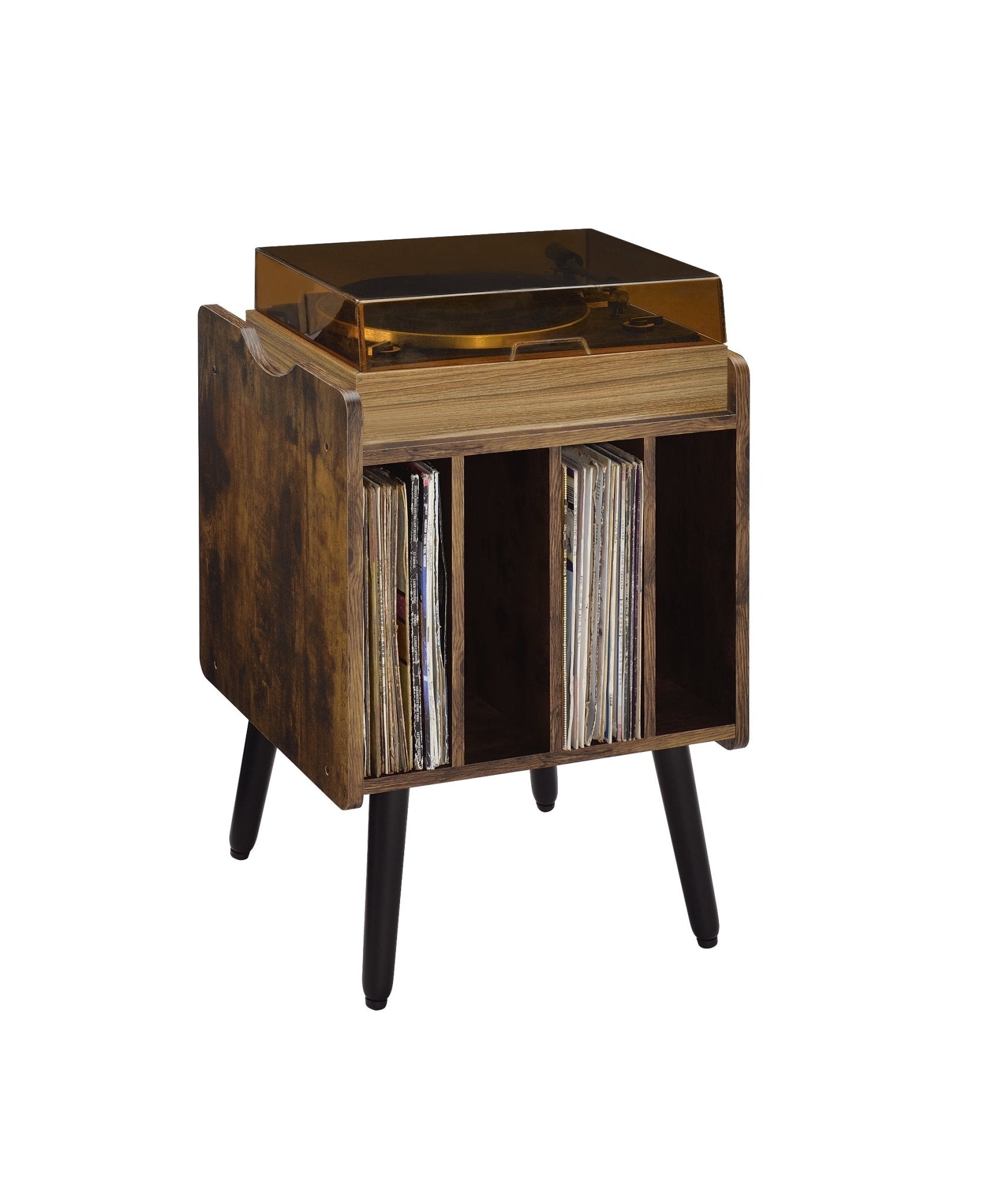 Musiea BX80 Vinyl Record Player Stand Mid Century Turntable Table with 4 Cabinet Record Storage - Musiea Studio Desks & Workstations