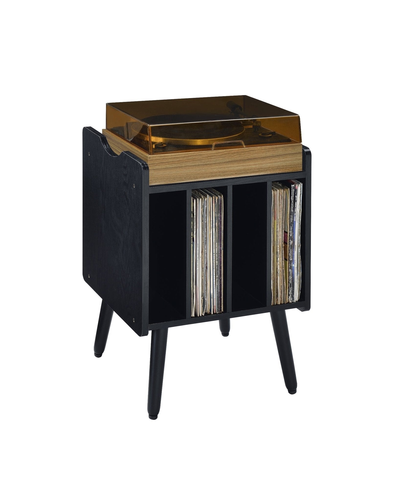 Musiea BX80 Vinyl Record Player Stand Mid Century Turntable Table with 4 Cabinet Record Storage - Musiea Studio Desks & Workstations