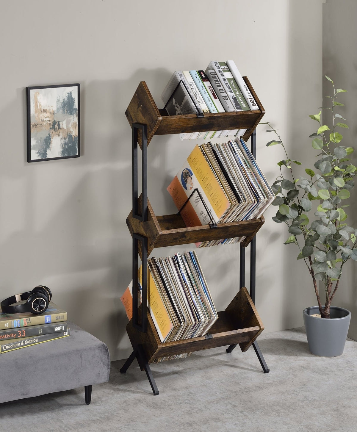 Musiea BX300 3 Tier Vinyl Record Holder for Albums, Magazine Display, Book and Files Organizer - Musiea Studio Desks & Workstations