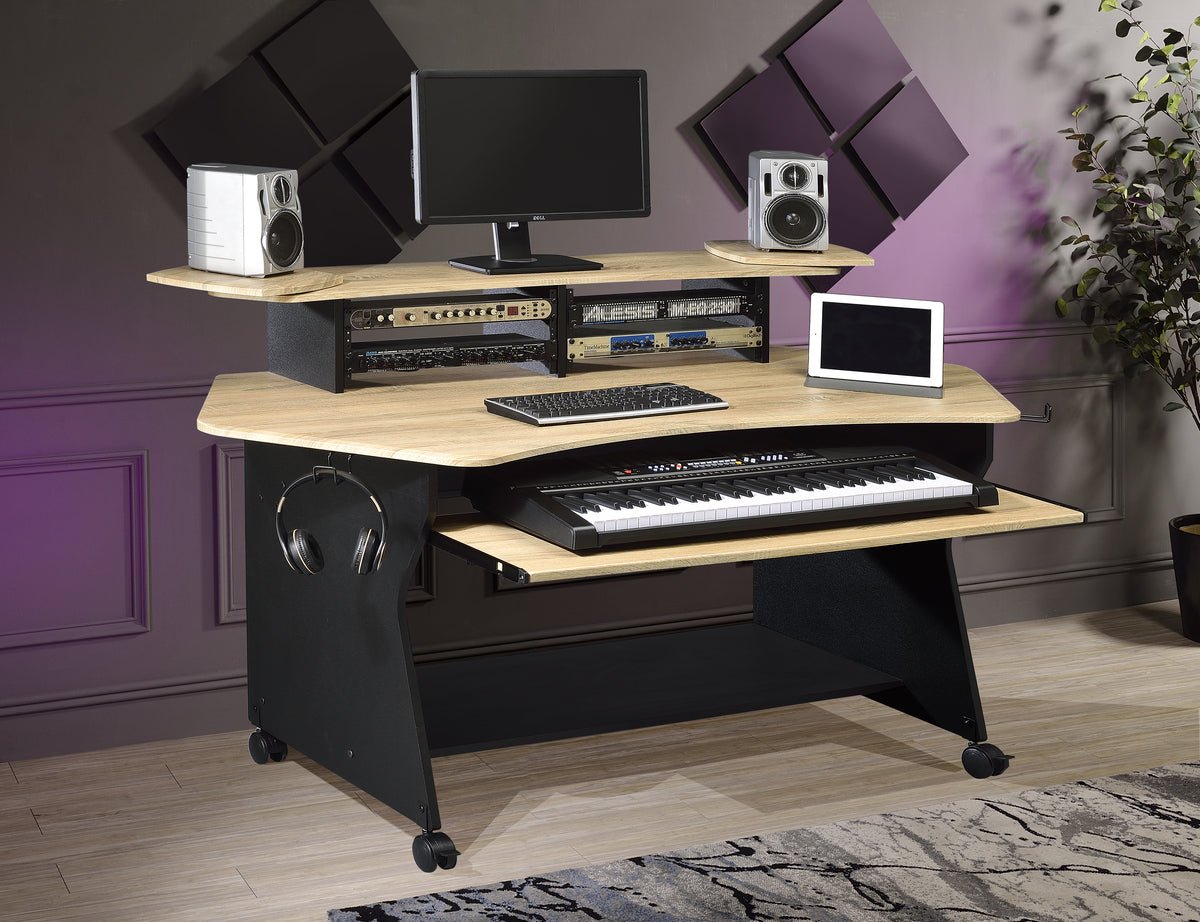 Music Desk, Computer Desk with Keyboard Tray, Studio Desk for